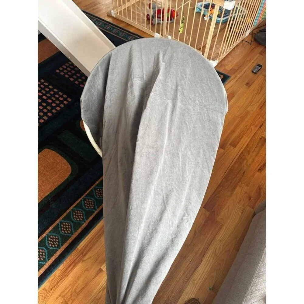 (2) West Elm cotton velvet pole top curtain drapes. Gray. 48x84”
